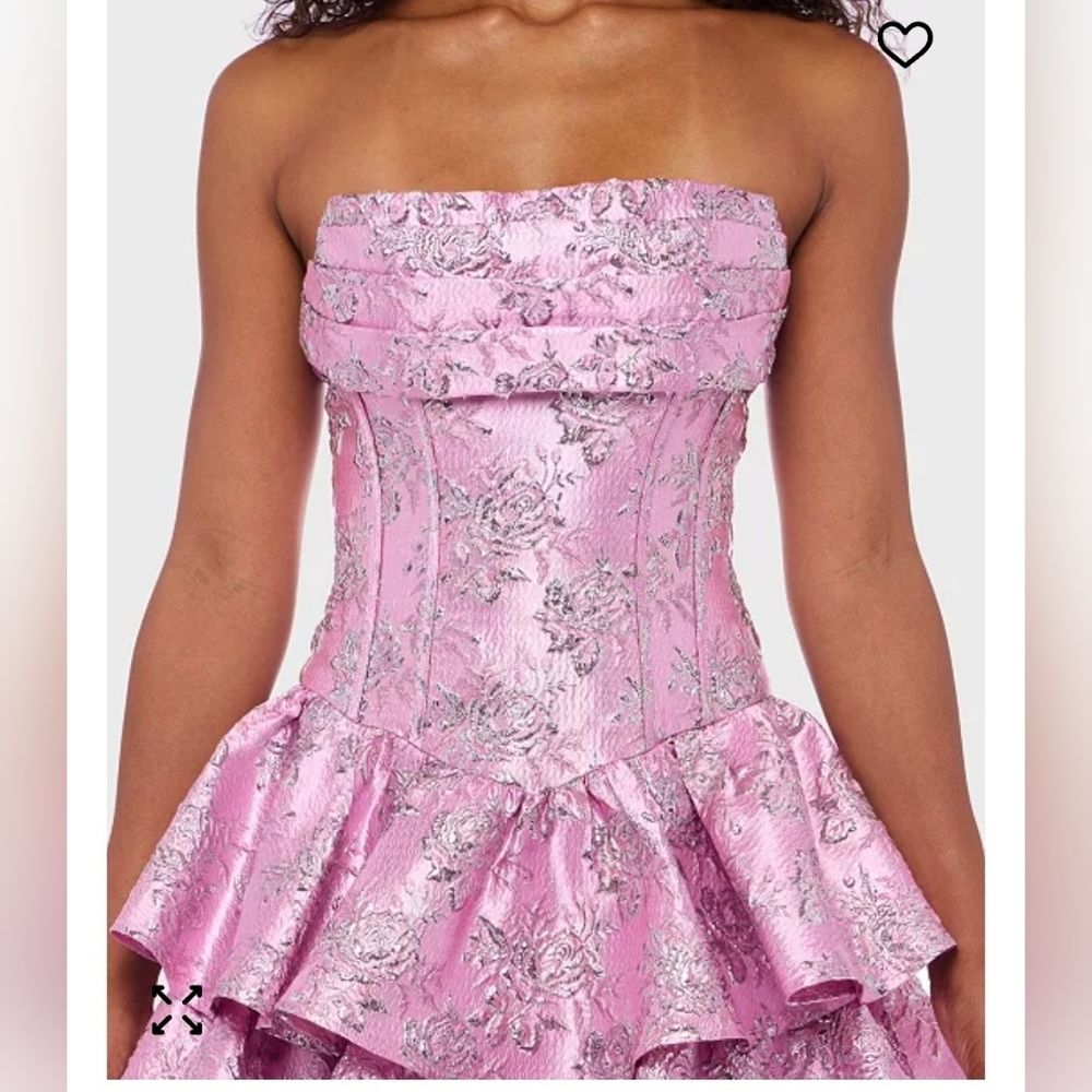 Alex & Sophia Strapless Pink Metallic Brocade Peplum Dress Nwt Y2k 90's 9/10 - Picture 3 of 6